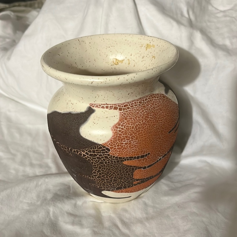 Royal Haeger Pottery Earthwrap crackle vase 5.5” tall brown rust